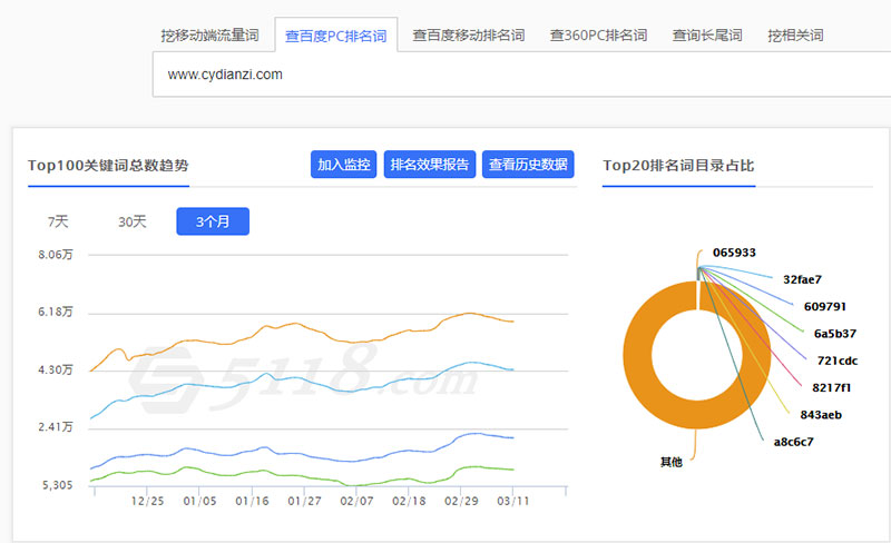 5118工具查看www.cydianzi.com的排名